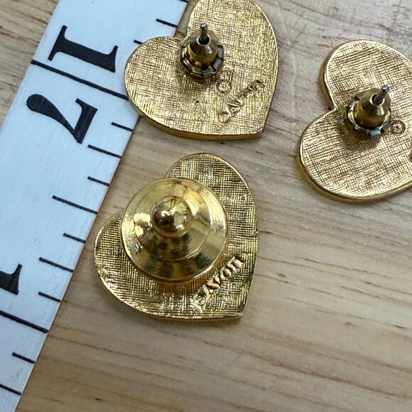 Vintage Avon Heart Of America Gold-Tone Enamel Patriotic American Flag Heart Pos - Picture 6 of 16